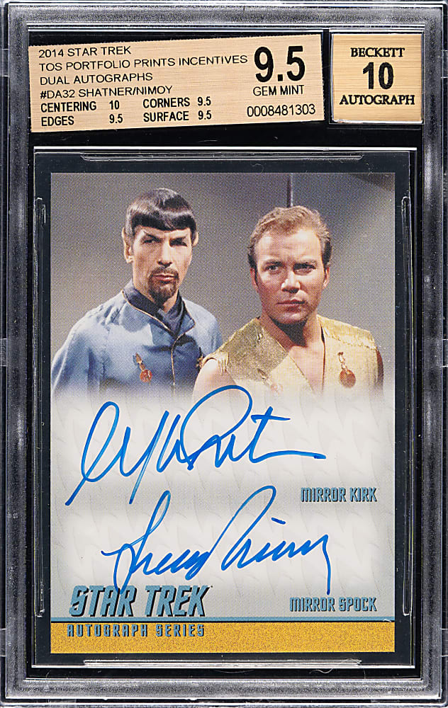 2014 Skybox Star Trek The Original Series Portfolio Prints Autograph #DA32 William Shatner/Leonard Nimoy BGS GEM MINT 9.5 with GEM MINT 10 Signature
