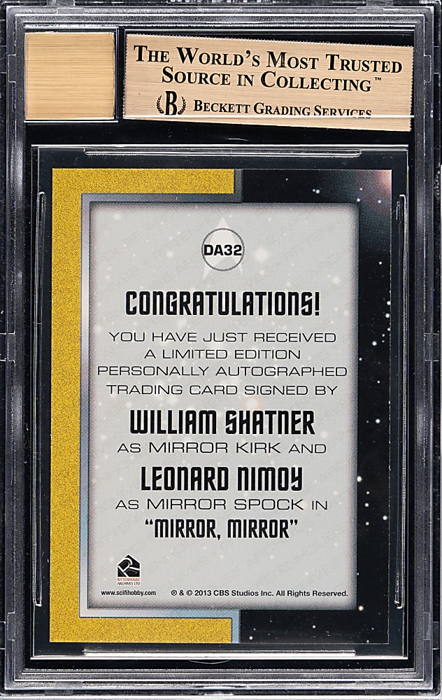 2014 Skybox Star Trek The Original Series Portfolio Prints Autograph #DA32 William Shatner/Leonard Nimoy BGS GEM MINT 9.5 with GEM MINT 10 Signature