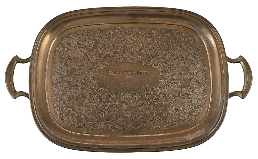 1941 Santa Anita Open Golf Tournament Silver Trophy Tray Presented to Ellsworth Vines - From the Ellsworth Vines Estate