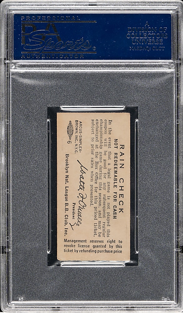 September 25, 1956 Brooklyn Dodgers (vs. Philadelphia Phillies) Ticket Stub PSA Authentic - Sal Maglie No-Hitter and Jackie Robinson Last Career Double