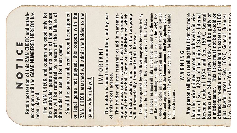 1955 New York Yankees (vs. Brooklyn Dodgers) World Series Game 2 Ticket Stub