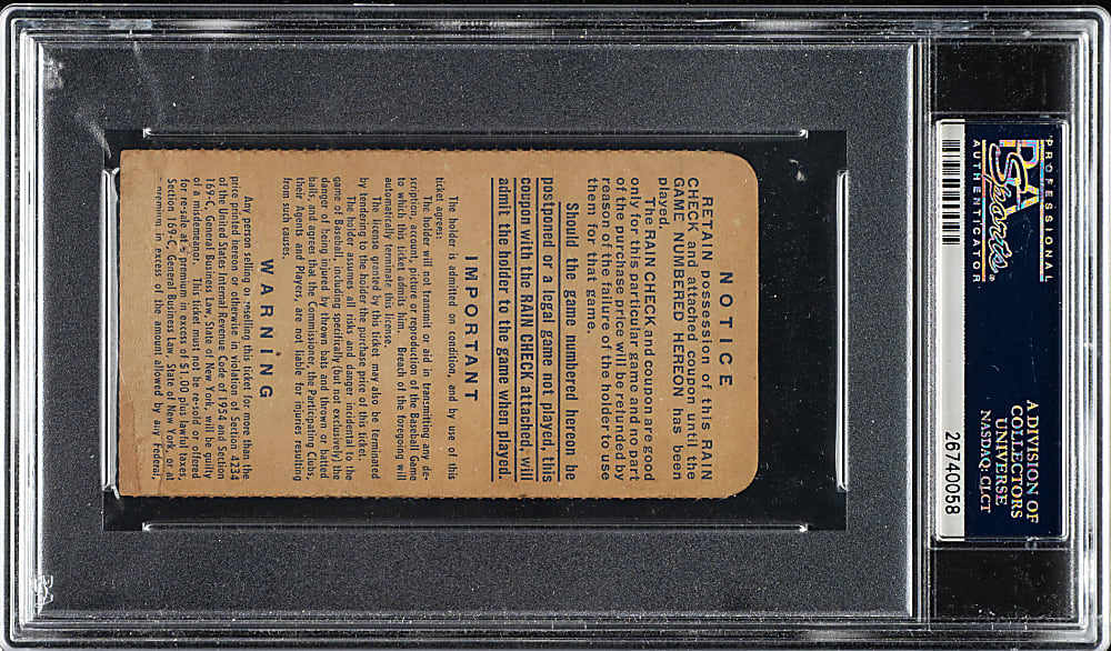 1955 Brooklyn Dodgers (vs. New York Yankees) World Series Game 4 Ticket Stub PSA GOOD 2 - Duke Snider Home Run