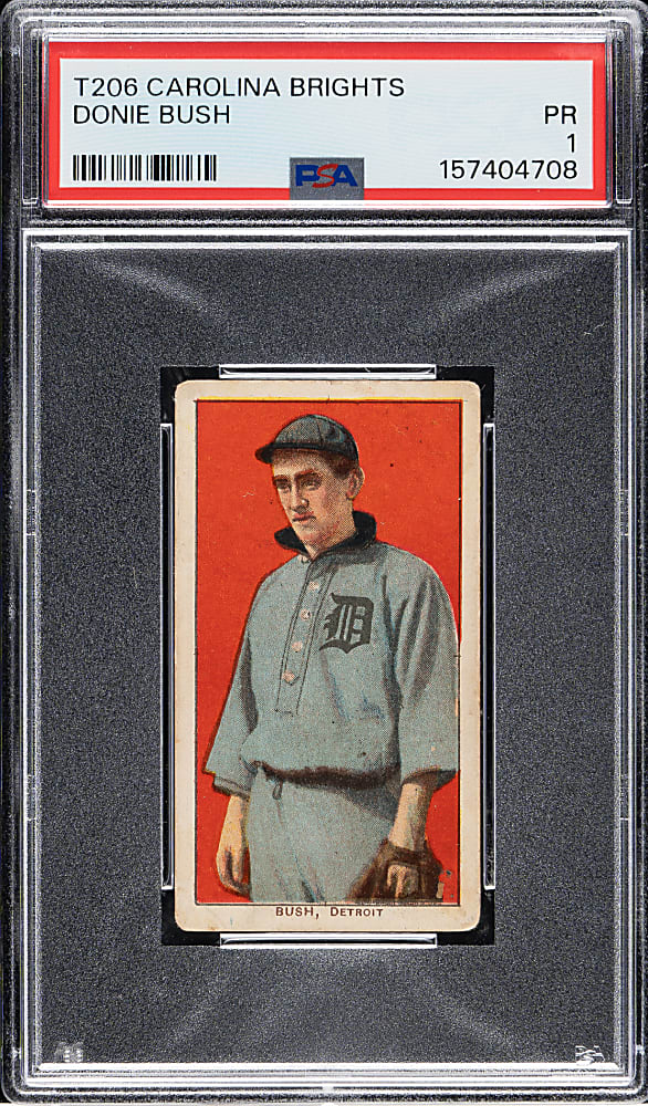 1909-1911 T206 White Border Donie Bush PSA POOR 1 - Carolina Brights Back