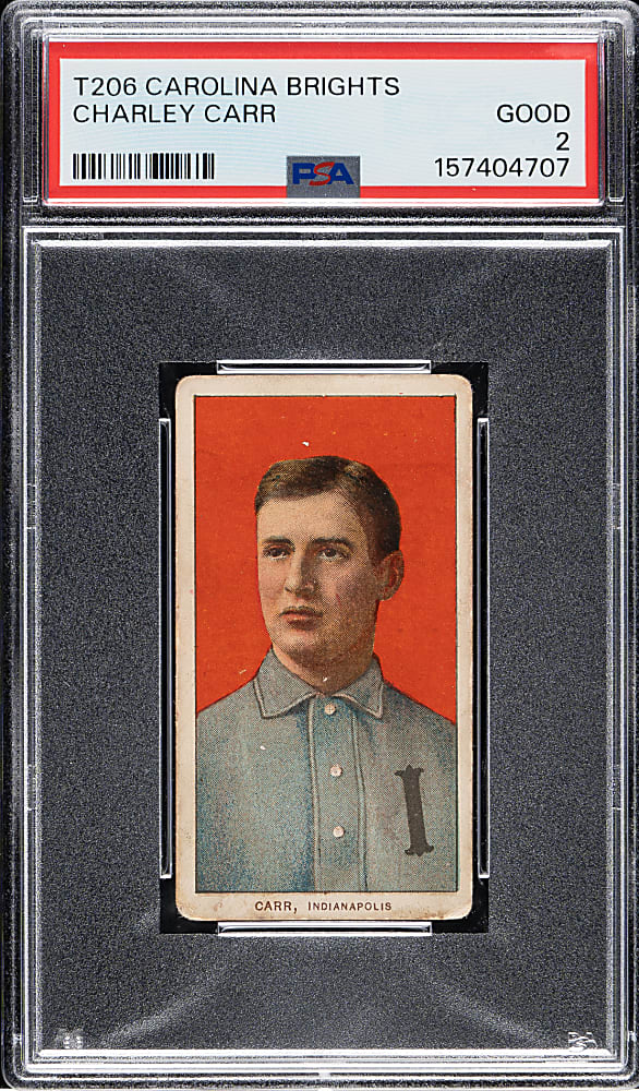 1909-1911 T206 White Border Charley Carr PSA GOOD 2 - Carolina Brights Back