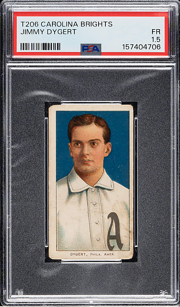 1909-1911 T206 White Border Jimmy Dygert PSA FAIR 1.5 - Carolina Brights Back