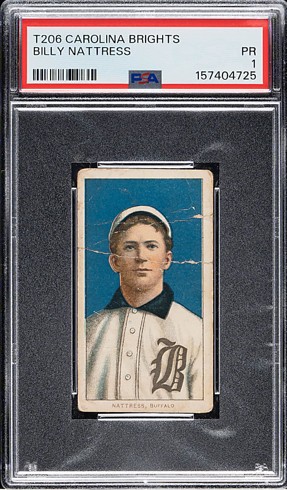 1909-1911 T206 White Border Billy Nattress PSA POOR 1 - Carolina Brights Back