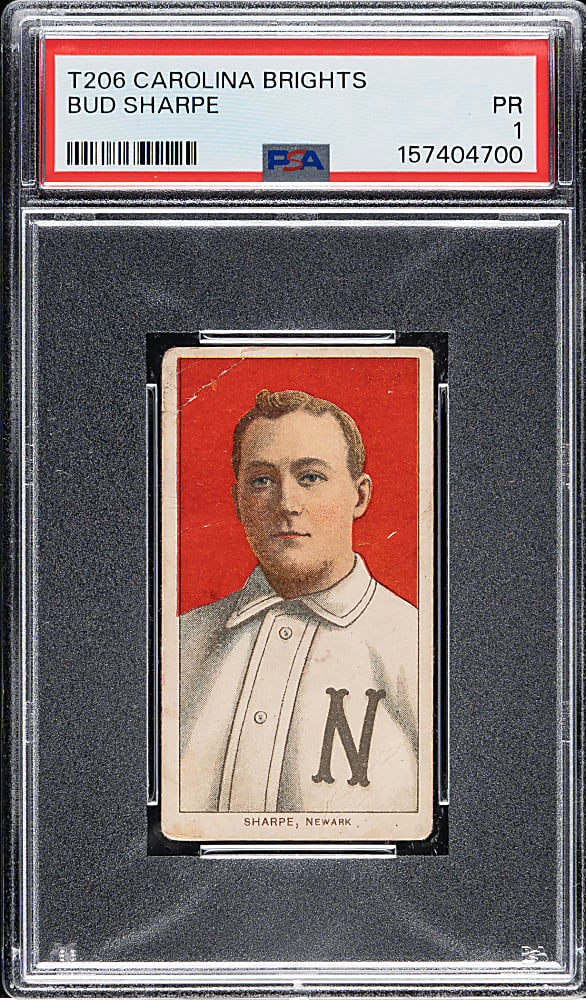 1909-1911 T206 White Border Bud Sharpe PSA POOR 1 - Carolina Brights Back
