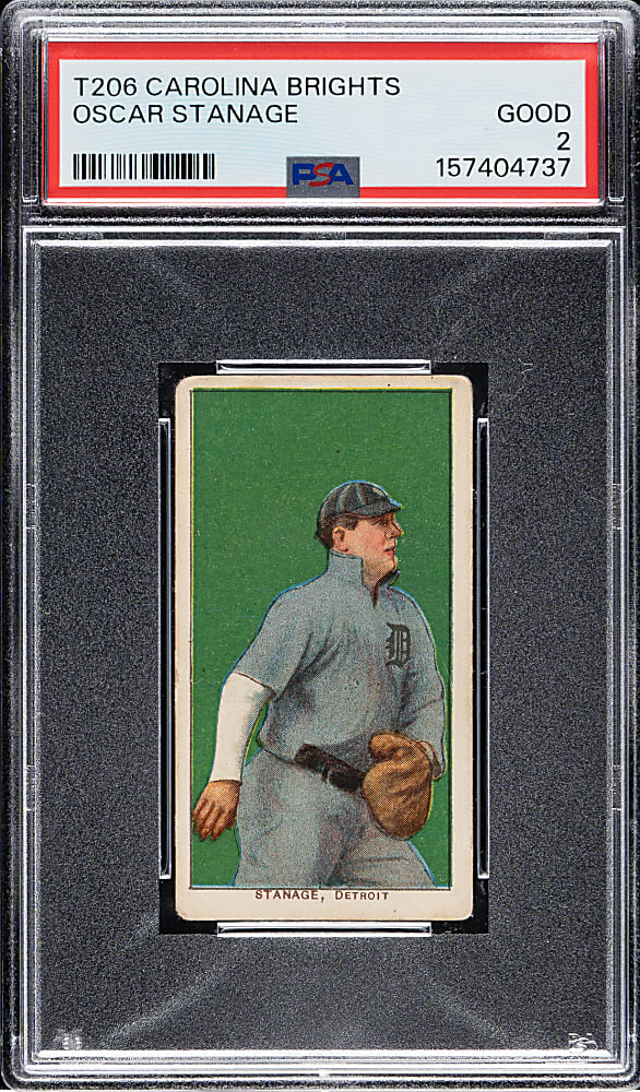 1909-1911 T206 White Border Oscar Stanage PSA GOOD 2 - Carolina Brights Back