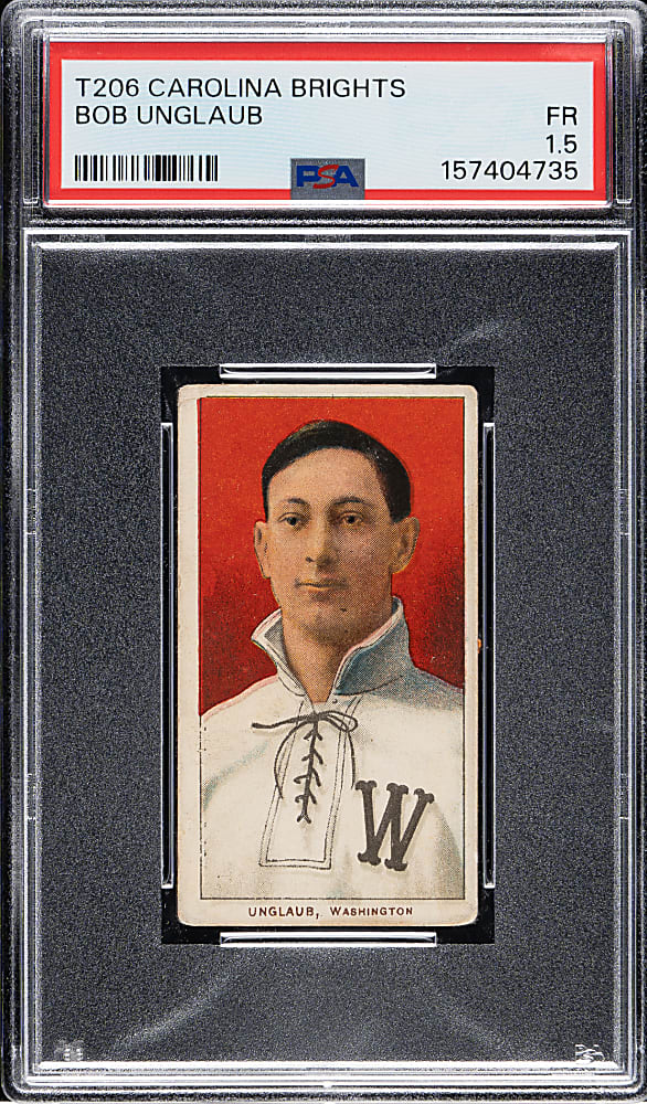 1909-1911 T206 White Border Bob Unglaub PSA FAIR 1.5 - Carolina Brights Back