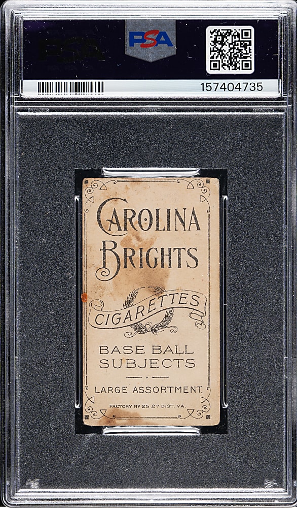 1909-1911 T206 White Border Bob Unglaub PSA FAIR 1.5 - Carolina Brights Back