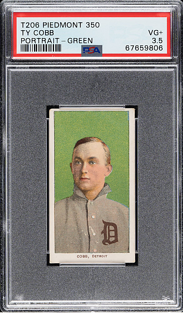 1909-1911 T206 White Border Ty Cobb Portrait Green Background PSA VG+ 3.5