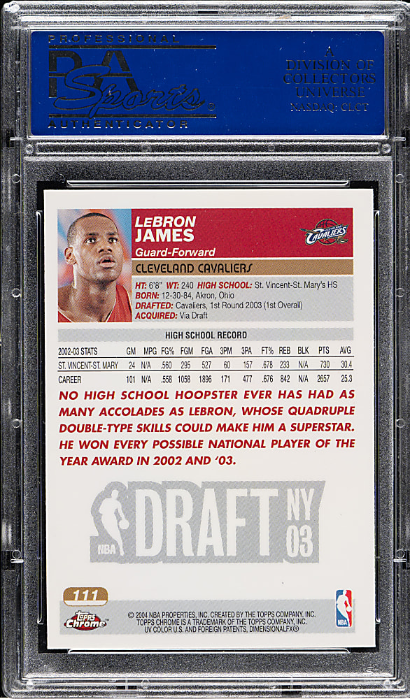 2003-2004 Topps Chrome Basketball #111 LeBron James Rookie PSA GEM MINT 10