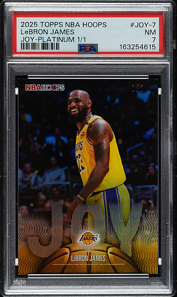 2025-2026 Topps NBA Hoops Joy Basketball #JOY-7 LeBron James Platinum #1/1 PSA NM 7