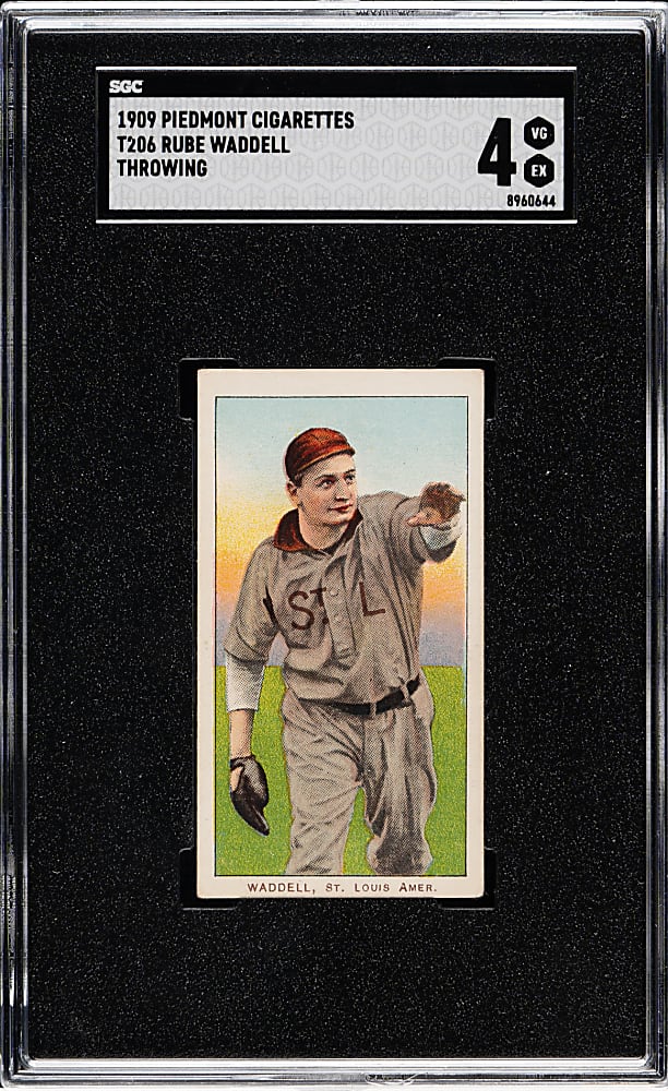 1909-1911 T206 White Border Rube Waddell Throwing SGC VG/EX 4