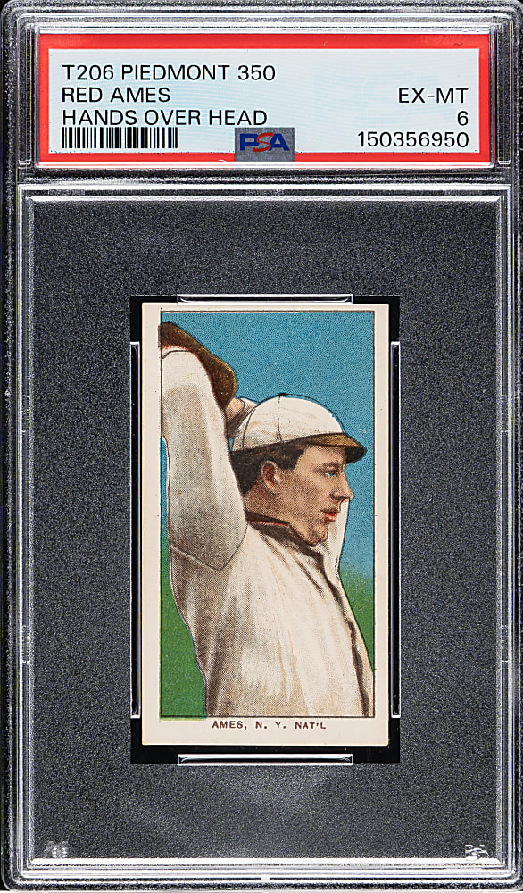1909-1911 T206 White Border Red Ames Hands Above Head PSA EX-MT 6