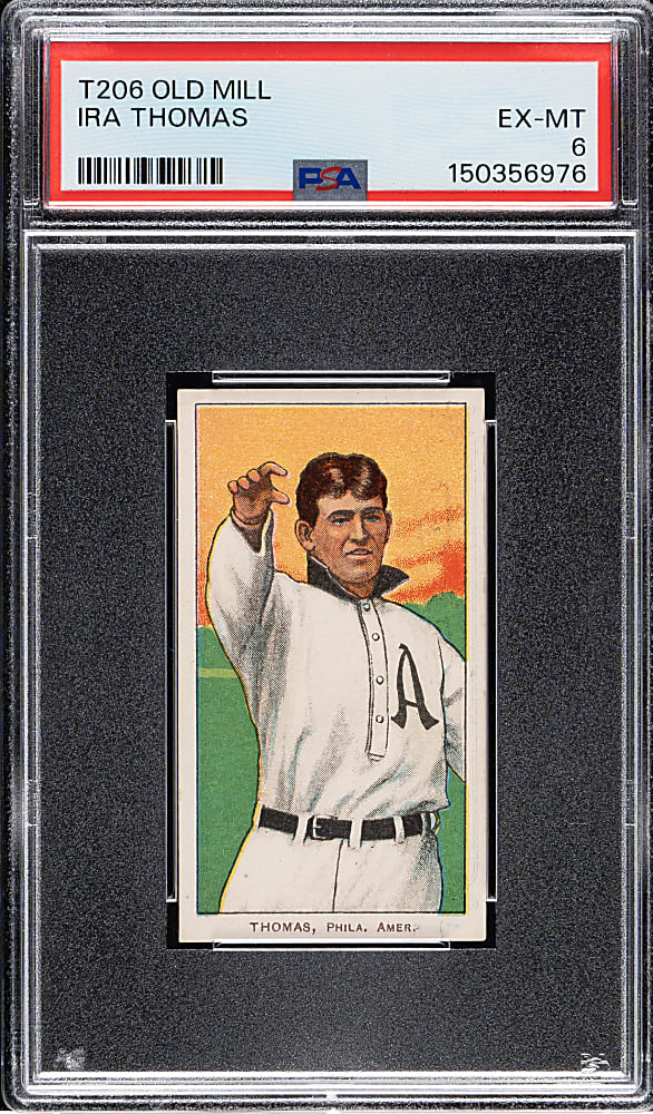 1909-1911 T206 White Border Ira Thomas PSA EX-MT 6 - Old Mill Back