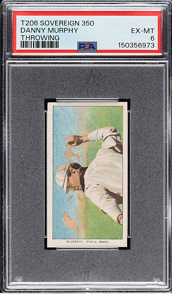 1909-1911 T206 White Border Danny Murphy Throwing PSA EX-MT 6 - Sovereign 350 Back - 1 of 1 - Highest Graded!