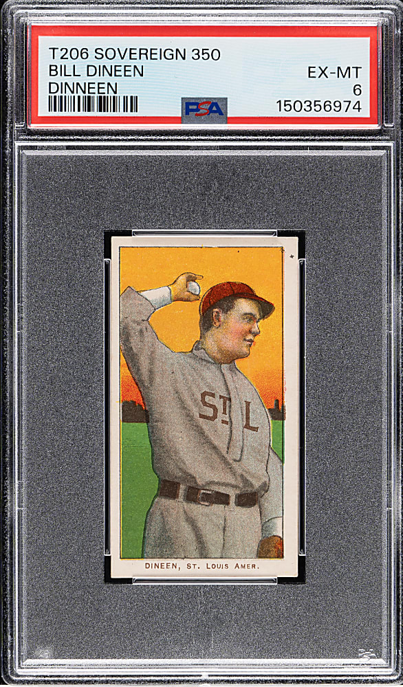 1909-1911 T206 White Border Bill Dineen PSA EX-MT 6 - Sovereign 350 Back
