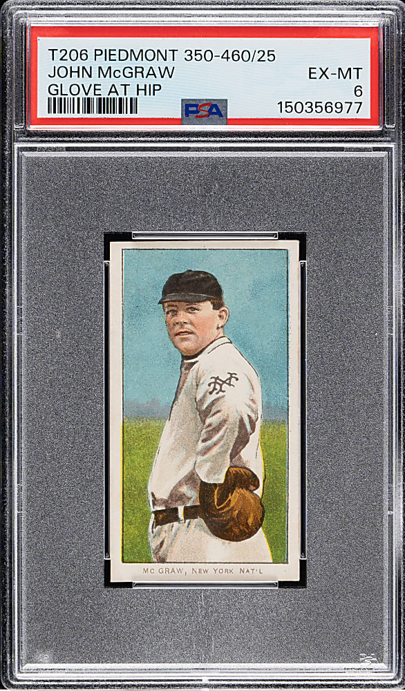 1909-1911 T206 White Border John McGraw Glove At Hip PSA EX-MT 6