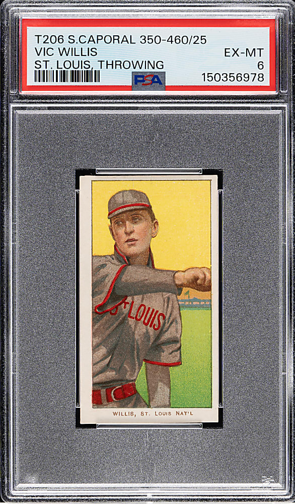 1909-1911 T206 White Border Vic Willis Throwing PSA EX-MT 6
