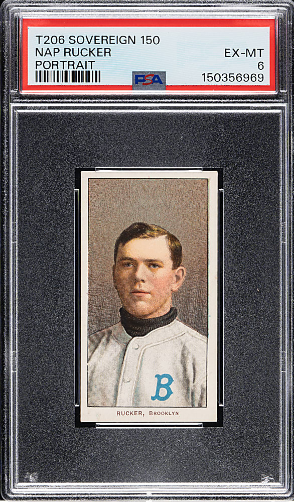 1909-1911 T206 White Border Nap Rucker Portrait PSA EX-MT 6 - Sovereign 150 Back