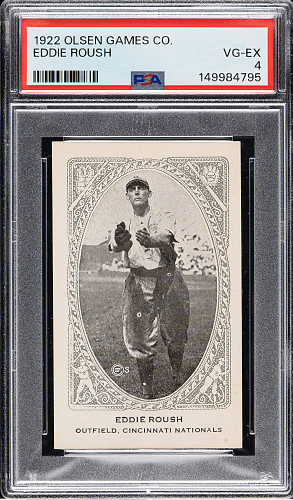 Newly Discovered 1922 Olsen Games Co. Eddie Roush PSA VG-EX 4 - 1 of 1 - Highest Graded!