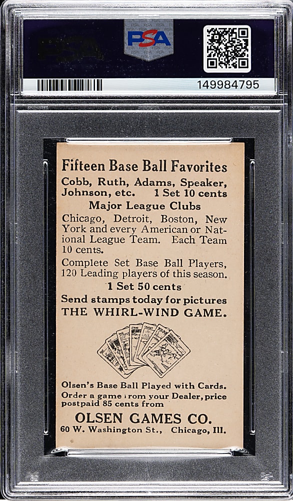 Newly Discovered 1922 Olsen Games Co. Eddie Roush PSA VG-EX 4 - 1 of 1 - Highest Graded!