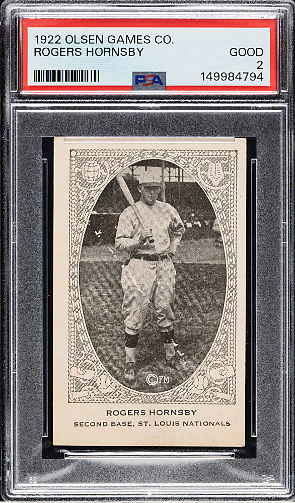 Newly Discovered 1922 Olsen Games Co. Rogers Hornsby PSA GOOD 2 - 1 of 1 - Highest Graded!