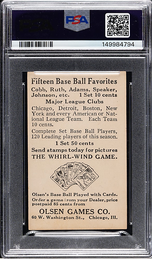 Newly Discovered 1922 Olsen Games Co. Rogers Hornsby PSA GOOD 2 - 1 of 1 - Highest Graded!