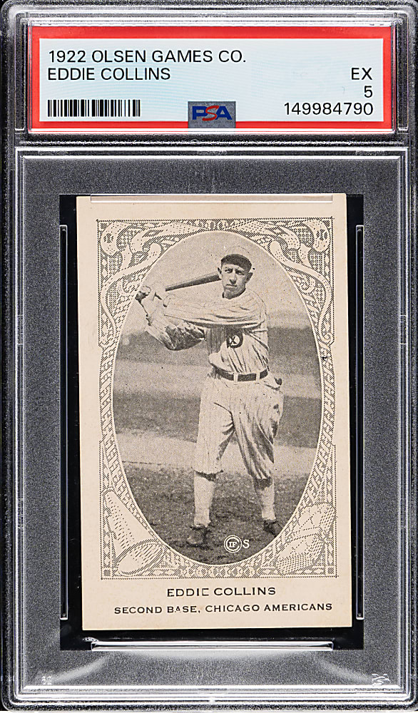 Newly Discovered 1922 Olsen Games Co. Eddie Collins PSA EX 5 - 1 of 1 - Highest Graded!