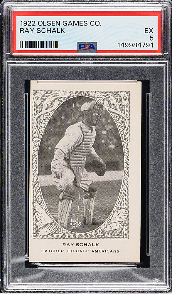 Newly Discovered 1922 Olsen Games Co. Ray Schalk PSA EX 5 - 1 of 1 - Highest Graded!