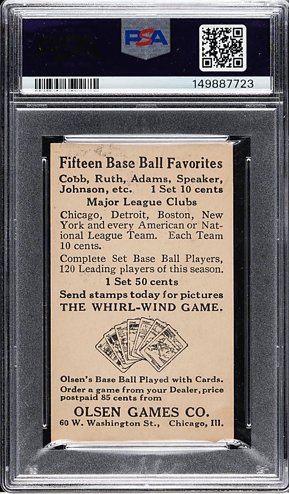 Newly Discovered 1922 Olsen Games Co. Bullet Joe Bush PSA VG-EX 4