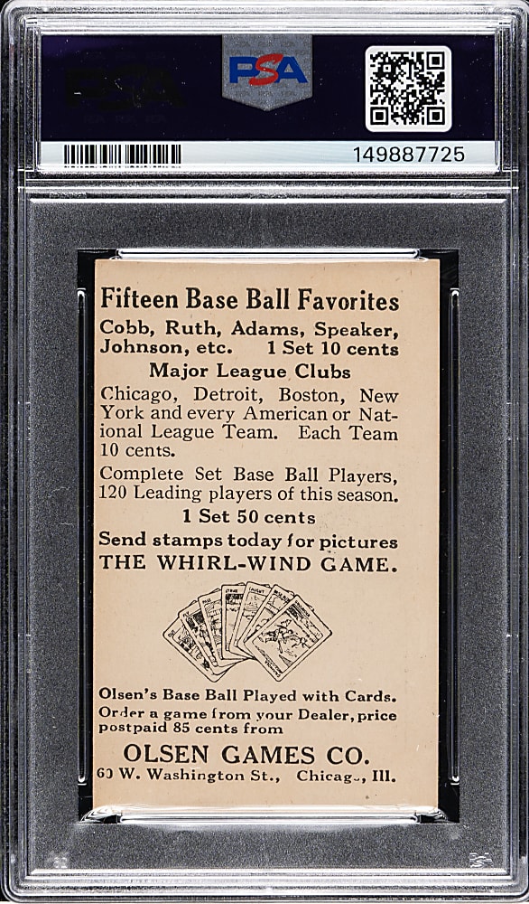 Newly Discovered 1922 Olsen Games Co. Emil Meusel PSA EX 5 - 1 of 1 - Highest Graded!