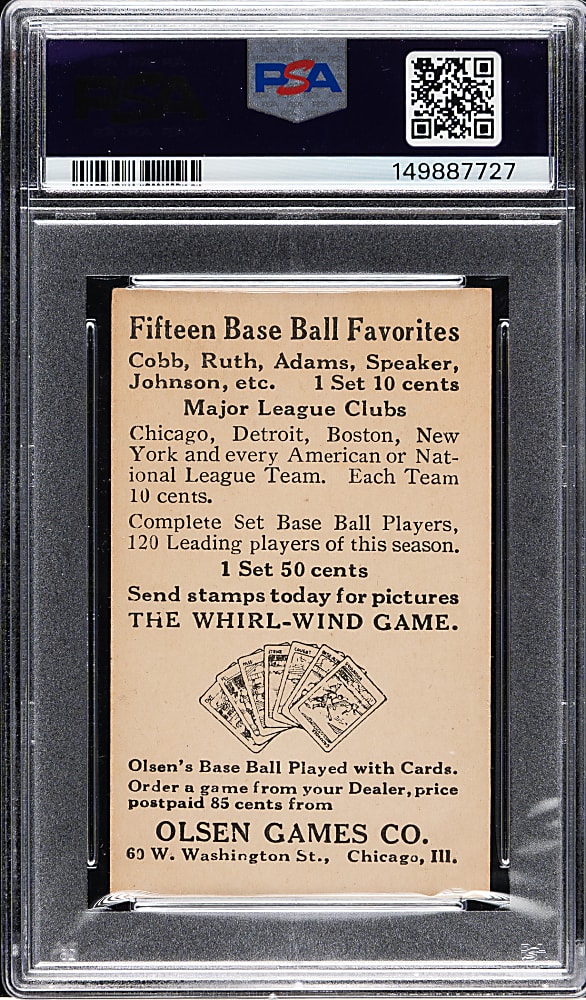 Newly Discovered 1922 Olsen Games Co. Everett Scott PSA VG+ 3.5 - 1 of 1 - Highest Graded!