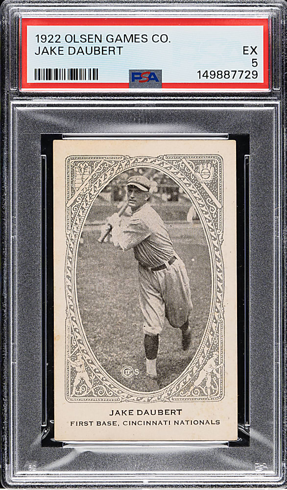 Newly Discovered 1922 Olsen Games Co. Jake Daubert PSA EX 5 - 1 of 2 - Highest Graded!