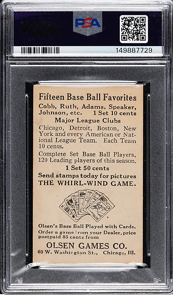 Newly Discovered 1922 Olsen Games Co. Jake Daubert PSA EX 5 - 1 of 2 - Highest Graded!