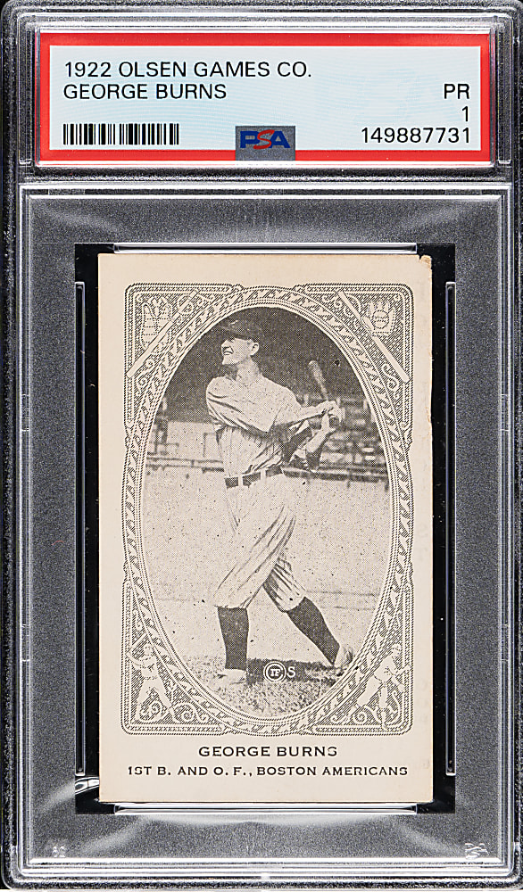 Newly Discovered 1922 Olsen Games Co. George Burns PSA POOR 1 - 1 of 2 - Highest Graded!