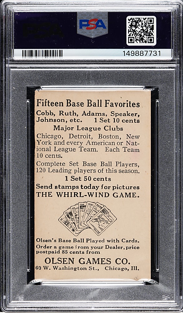 Newly Discovered 1922 Olsen Games Co. George Burns PSA POOR 1 - 1 of 2 - Highest Graded!