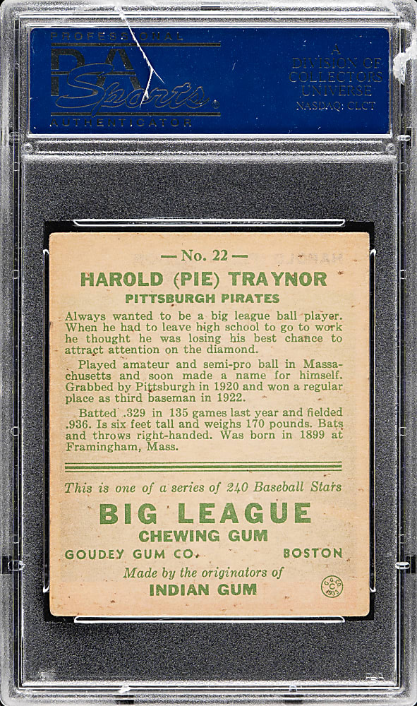1933 R319 Goudey #22 Pie Traynor PSA VG-EX 4