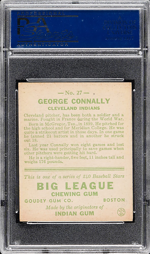 1933 R319 Goudey #27 George Connally PSA NM 7