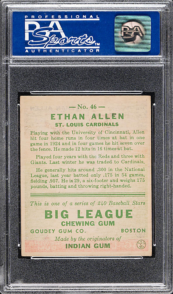 1933 R319 Goudey #46 Ethan Allen PSA NM 7