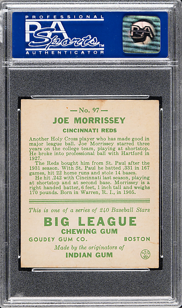 1933 R319 Goudey #97 Joe Morrissey PSA NM 7