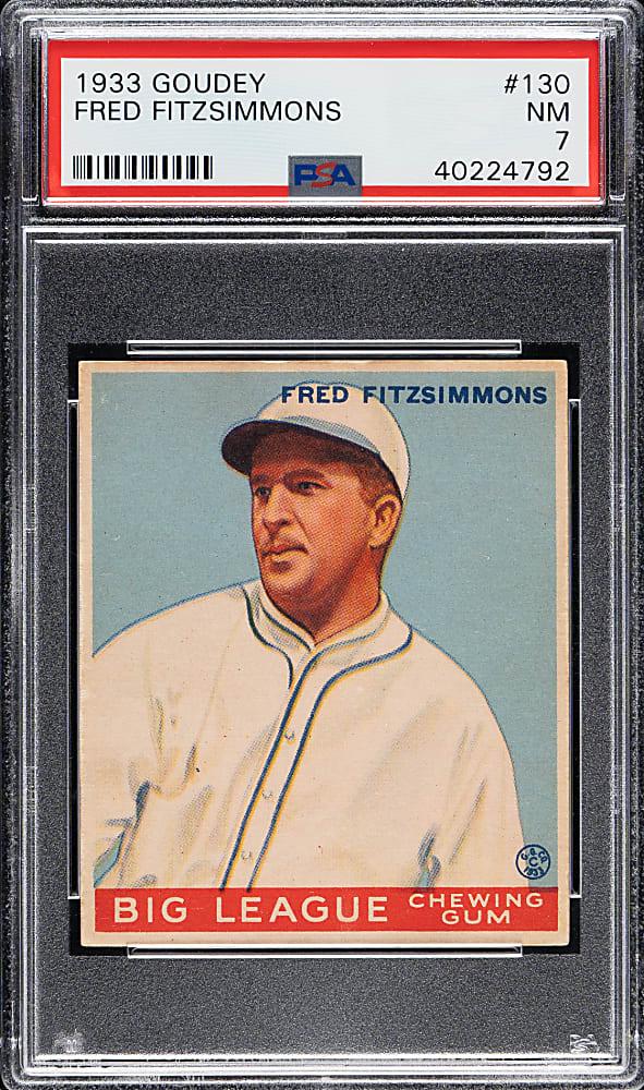 1933 R319 Goudey #130 Fred Fitzsimmons PSA NM 7