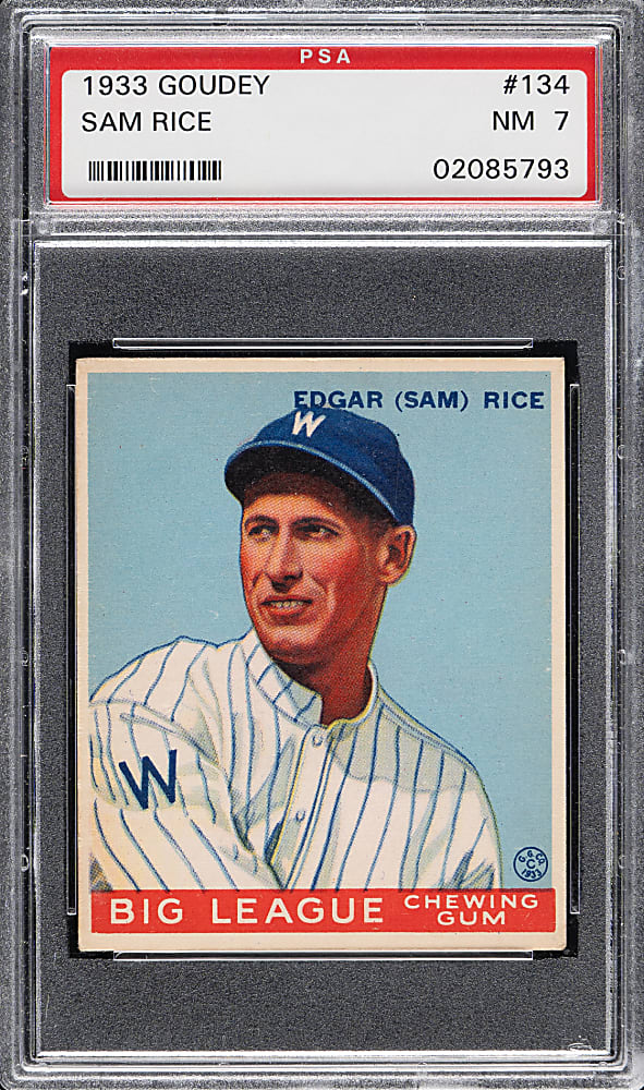 1933 R319 Goudey #134 Sam Rice PSA NM 7