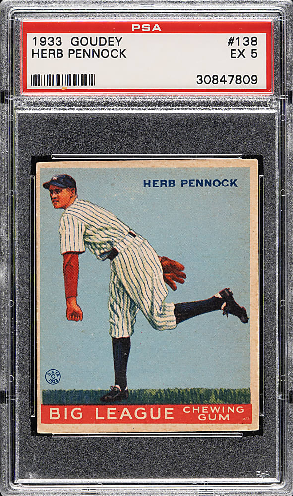 1933 R319 Goudey #138 Herb Pennock PSA EX 5