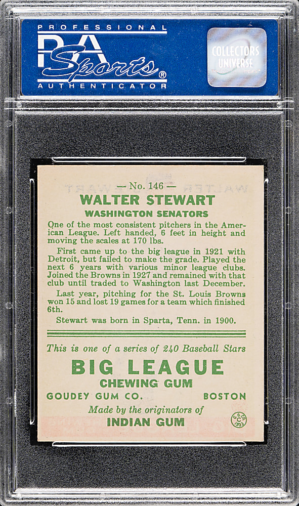 1933 R319 Goudey #146 Walter Stewart PSA NM 7
