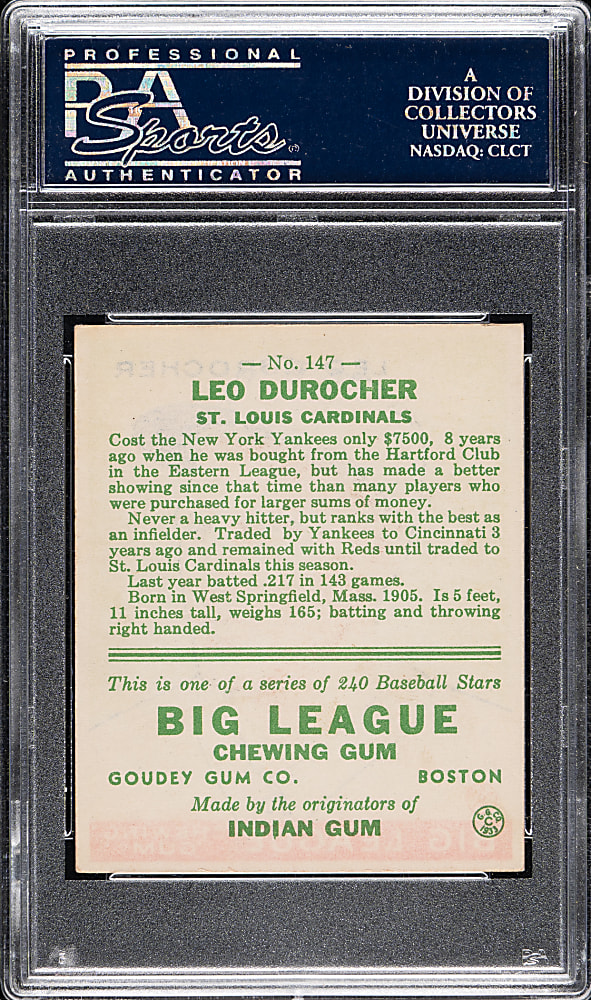 1933 R319 Goudey #147 Leo Durocher PSA EX+ 5.5