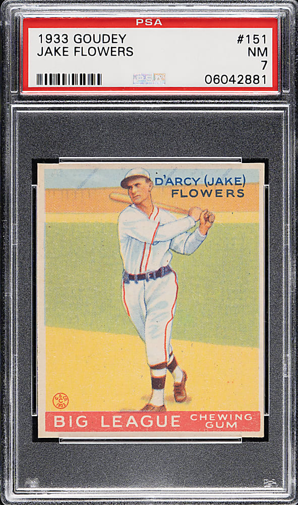 1933 R319 Goudey #151 Jake Flowers PSA NM 7