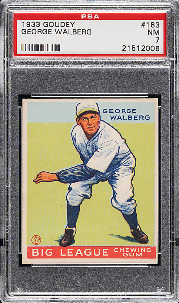 1933 R319 Goudey #183 Rube Walberg PSA NM 7
