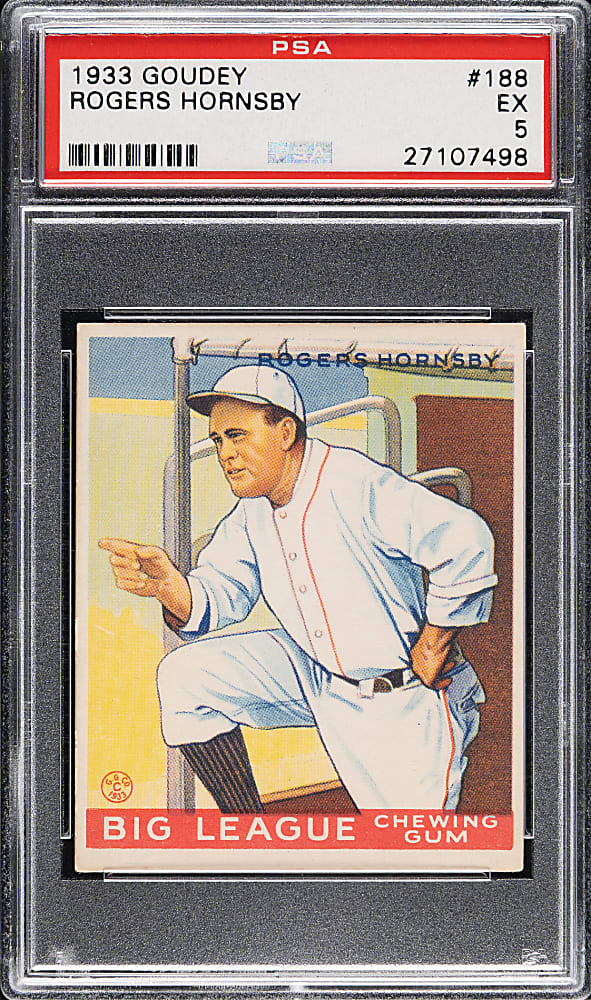 1933 R319 Goudey #188 Rogers Hornsby PSA EX 5